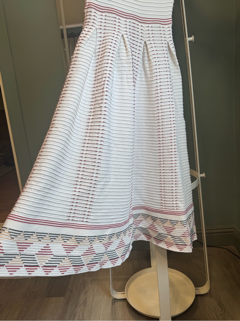 Maje Cream Midi Dress with Pink and Gray Trim - Picture 7 of 9